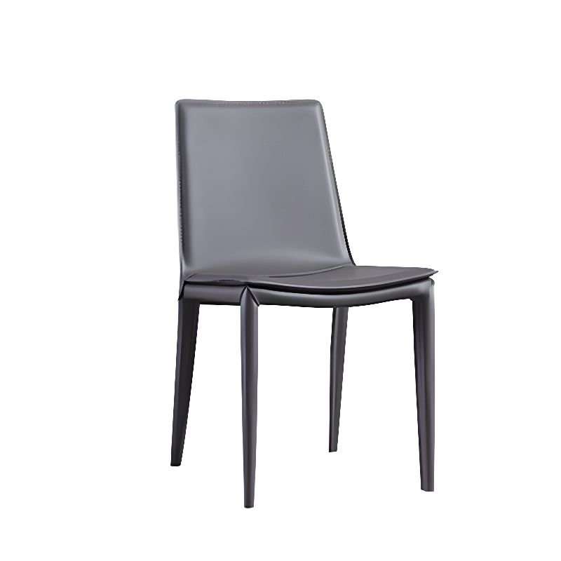 Dining Room Armless Chair with Foot Pads, Outlined Frame, and Sturdy Build, Dark Gray