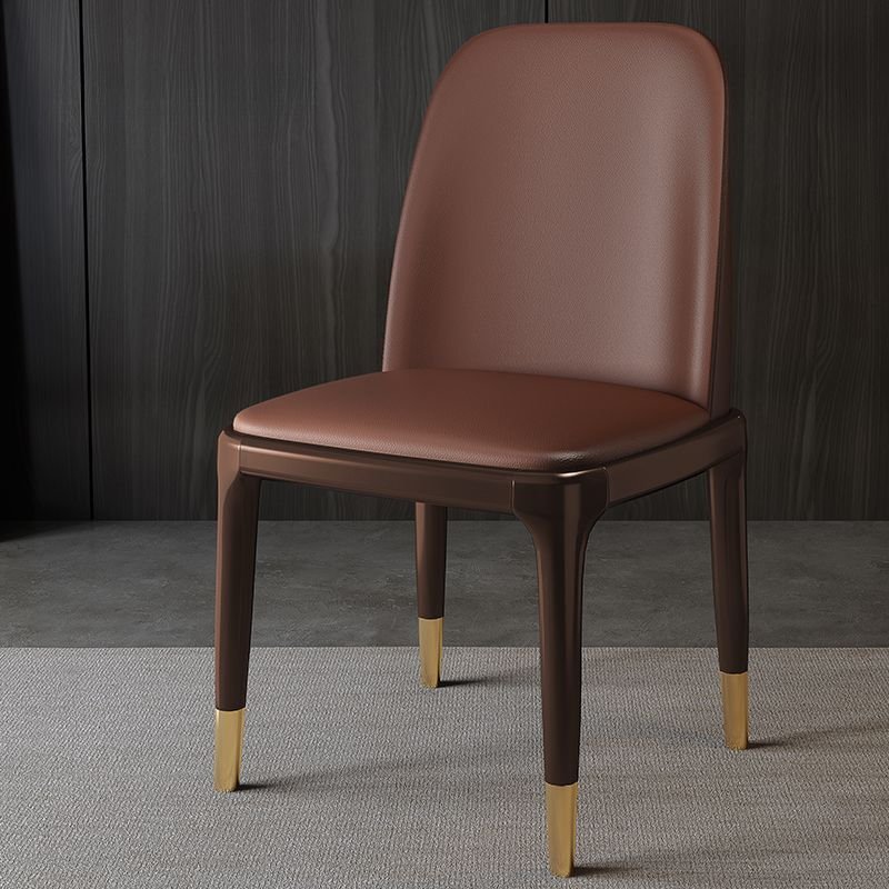 Auburn Armless Chair for Dining Room with Sturdy Build, Walnut/ Gold