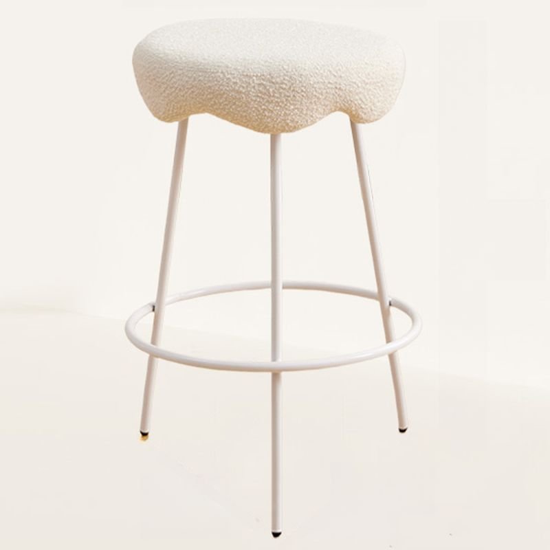 Round Top Simplistic Chalk Soft Seating Pub Stool with Leg Rest, Bar Stool(30"H), White