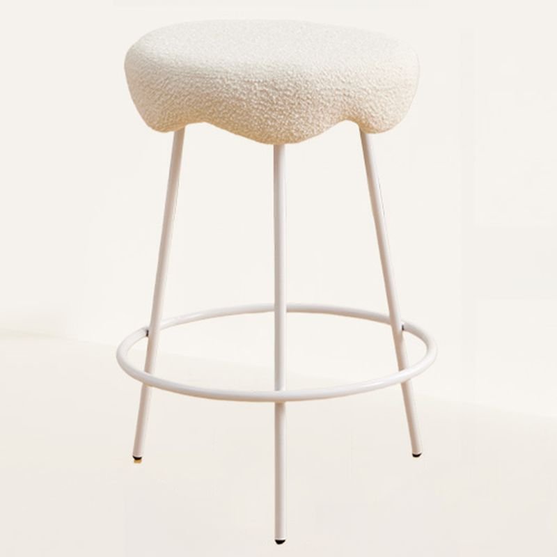 Round Top Nordic Chalk Soft Seating Bistro Stool with Leg Rest, Counter Stool(26"H), White