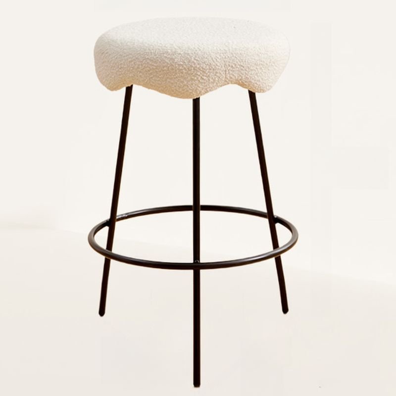 Round Top Modern Simple Style White Cushioned Bistro Stool with Foot Platform, Bar Stool(30"H), Black, White