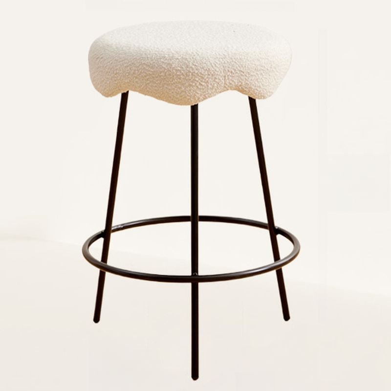 Round Top Casual White Cushioned Bar Stools with Foot Platform, Counter Stool(26"H), Black, White