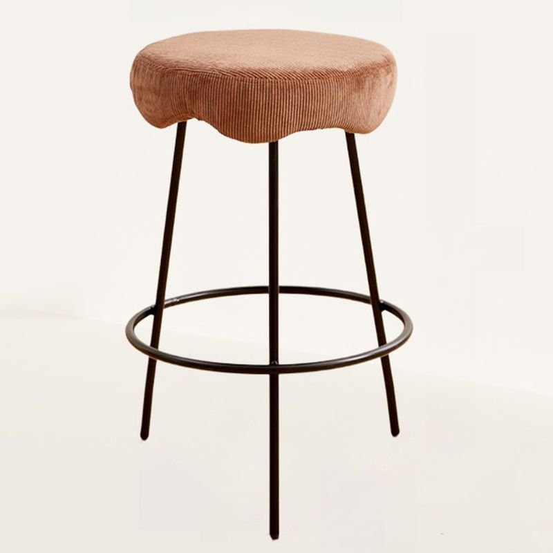 Round Top Casual Caramel Cushioned Pub Stool with Foot Platform, Bar Stool(30"H), Black, Brown