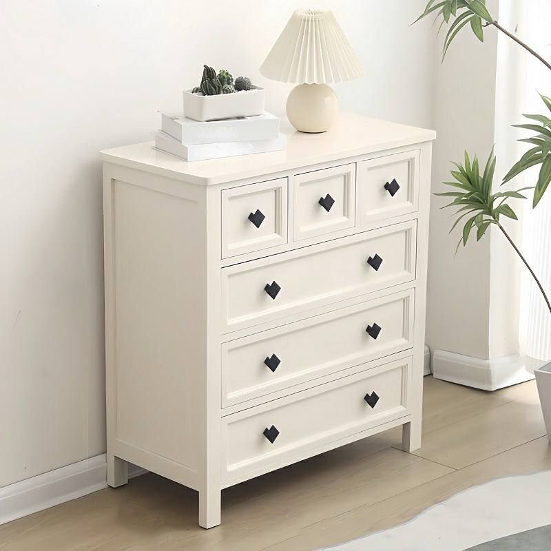6 Drawers Minimalist White Wood Vertical Semainier for Master Bedroom, 28"L X 14"W X 30"H