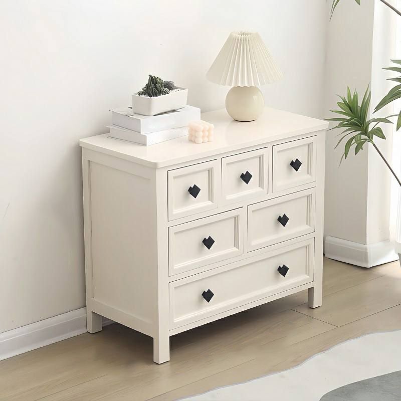 6 Drawers Modern Chalky Wood Horizontal Semainier for Master Bedroom, 27.5"L X14"W X 24"H