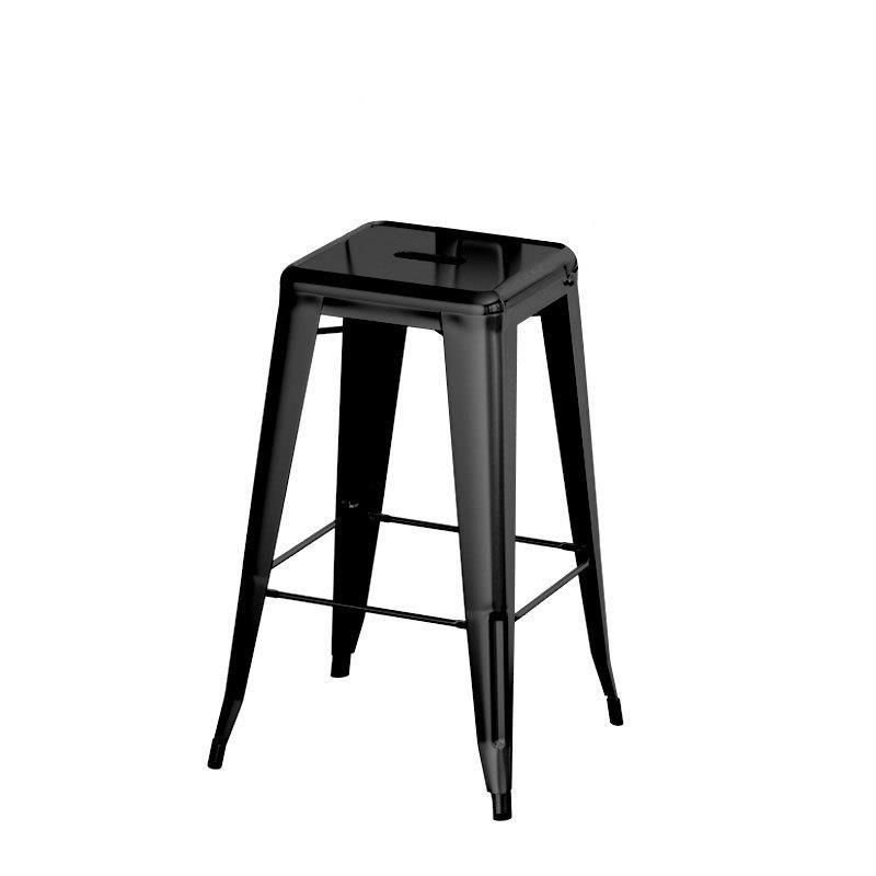 Retro Iron Rectangular Pub Stool in Ink with Foot Support, Black, Counter Stool(26"H), Backless