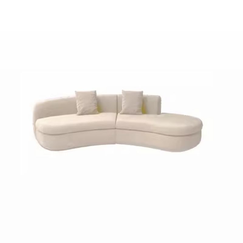 Seats 5 Curved Right Hand Facing Corner Sectional with Concealed Support, 110"L x 35.5"W x 27.5"H, Frosted Velvet