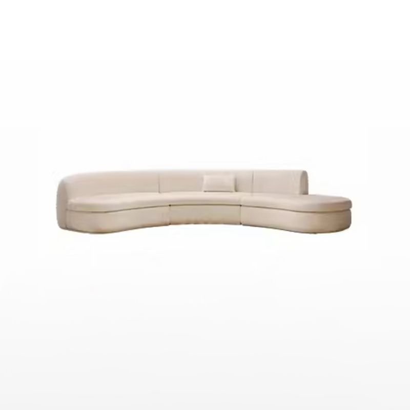 Seats 5 Curved Right Corner Sectional with Concealed Support, 118"L x 49"W x 27.5"H, Frosted Velvet