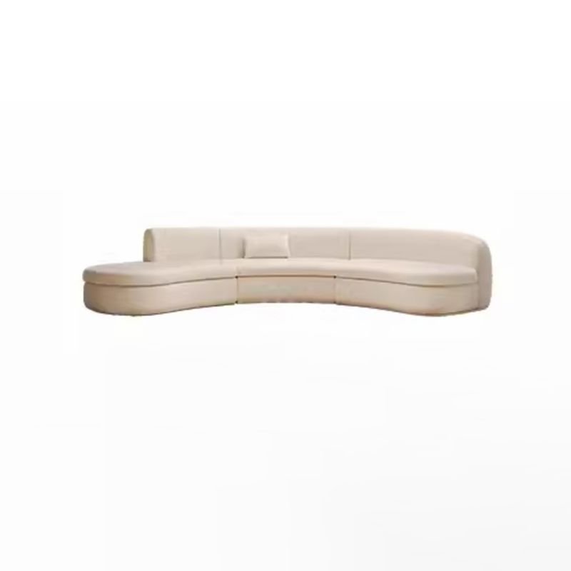 5-Seater Curved Left Corner Sectional with Concealed Support, 118"L x 49"W x 27.5"H, Frosted Velvet