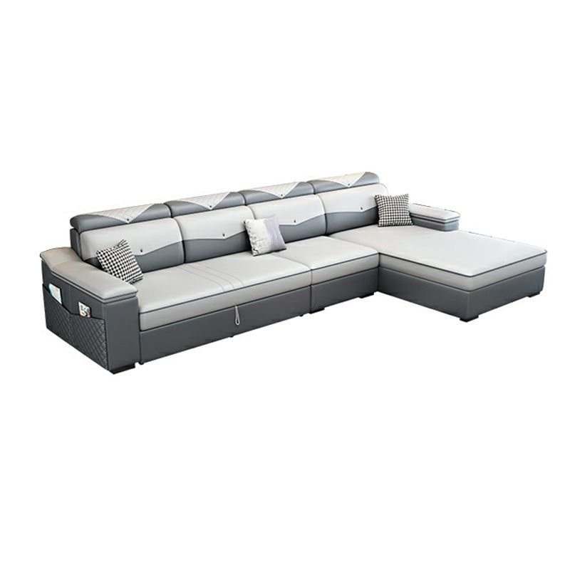 4 Pc Foldable L-Shape Right Under-seat-storage Sofa Chaise for Living Room, Tech Cloth, 130"L x 68"W x 34"H