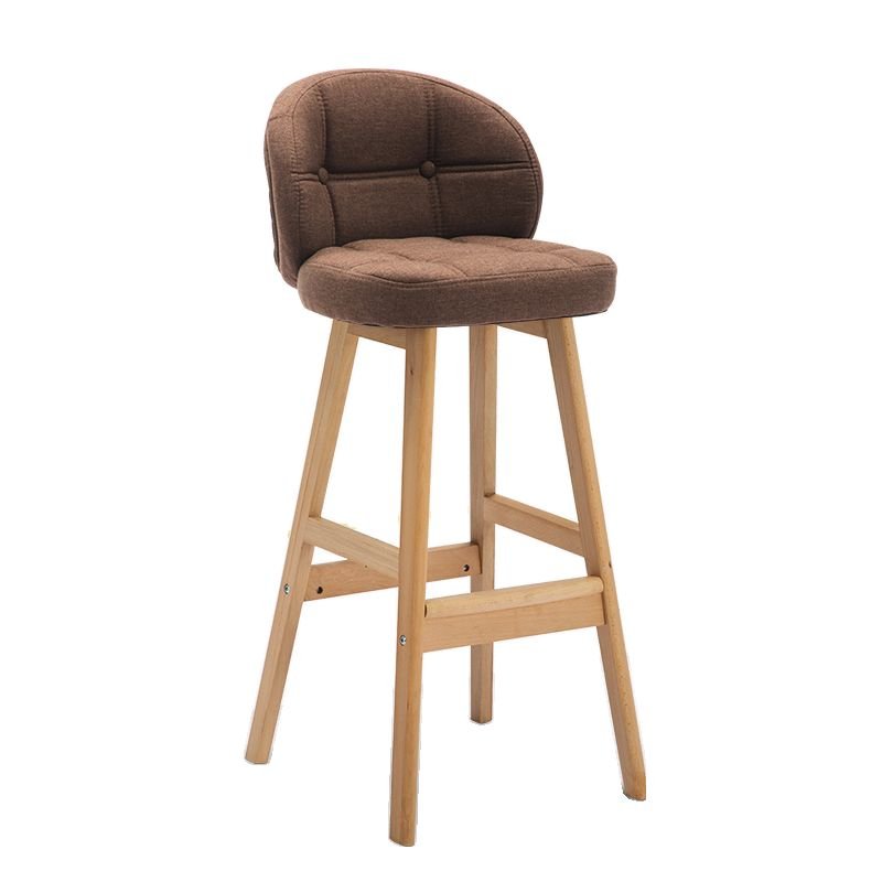 Button-tufted Camel Pub Bar Stools, Fabric, Coffee, Natural