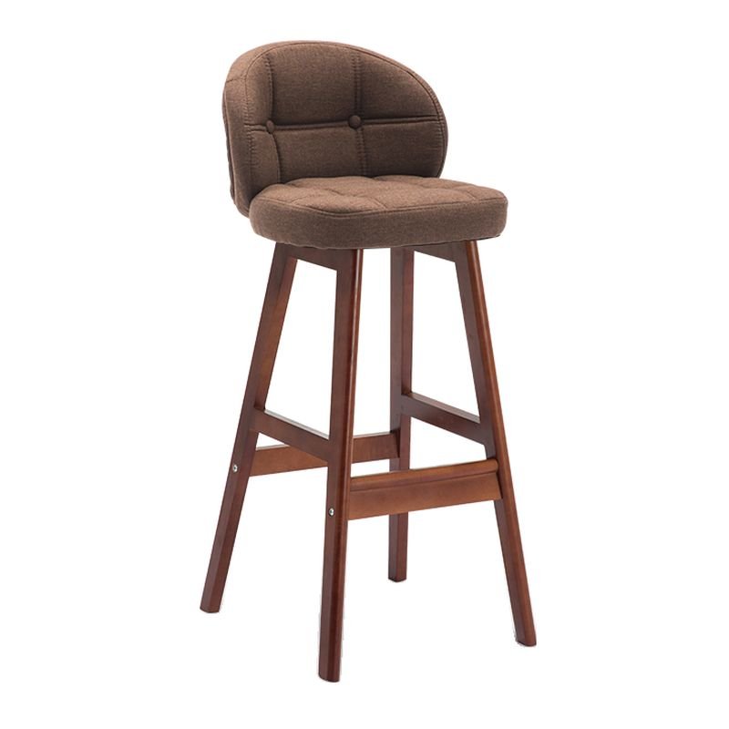 Button-tufted Camel Pub Bar Stools, Fabric, Coffee, Brown