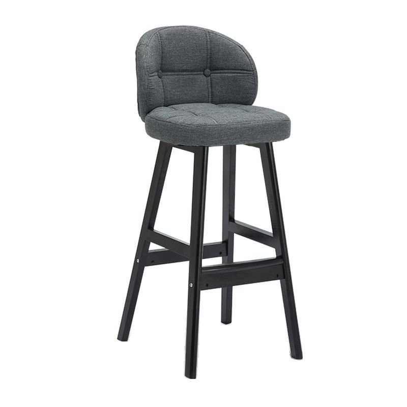 Button-tufted Gray Upholstery Casual Geometric Figure Pub Bar Stools with Back, Fabric, Grey, Black