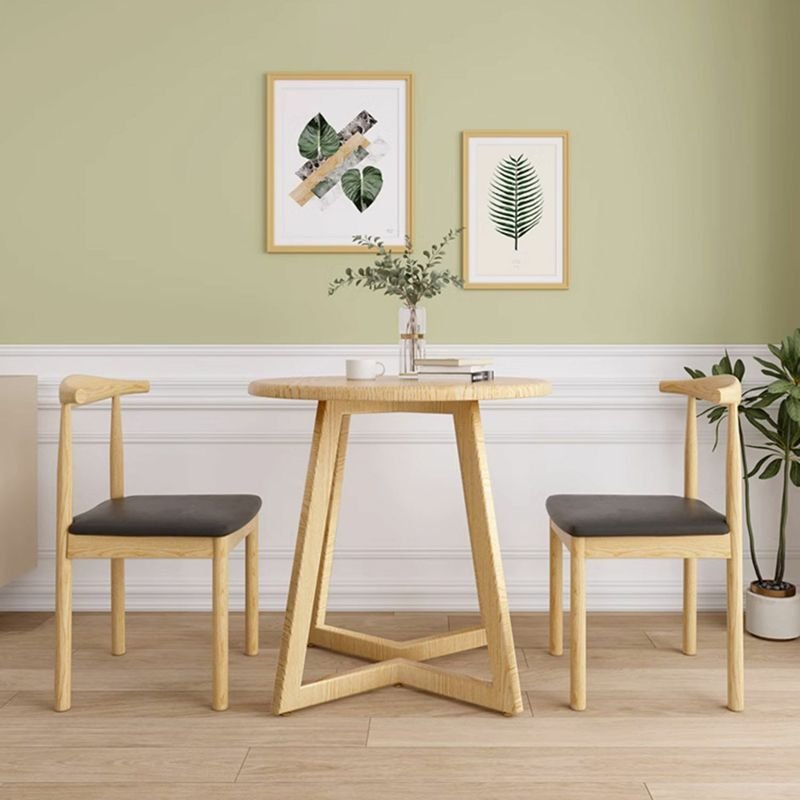Wood Dining Table Set in Neutral Wood Tone with 4-leg for 2 People, 3-piece, Table & Chair(s), 31.5"L x 31.5"W x 29.5"H, Natural