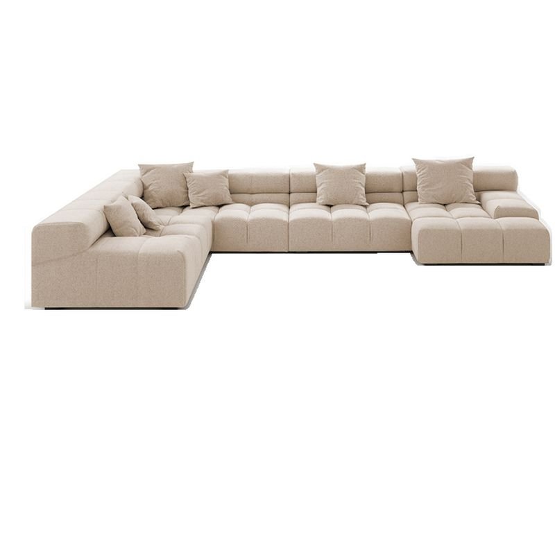 4 Pc L-Shape Left Hand Facing Corner Sectional in Oatmeal for Parlor with 2-Chaise, 154"L x 95"W x 25"H, Flannel