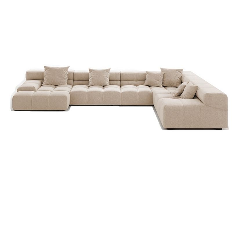 4 Pc L-Shape Right Corner Sectional in Camel for Sitting Room with 2 Chaises, 154"L x 95"W x 25"H, Flannel