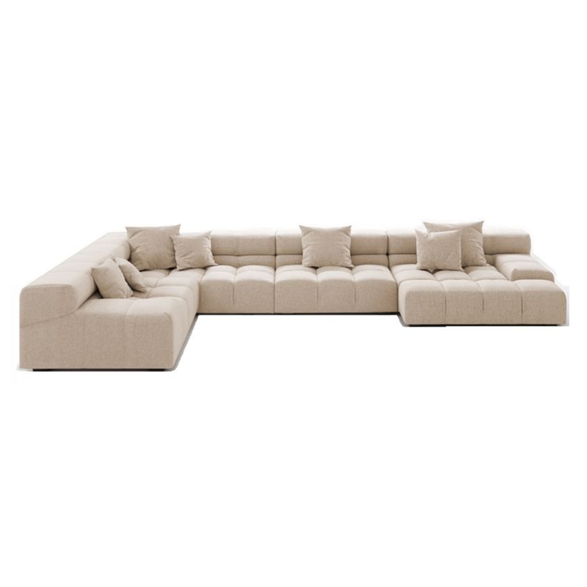 4 Pc L-Shape Left Corner Sectional in Sand for Drawing Room with 2-Chaise, 167"L x 95"W x 25"H, Flannel