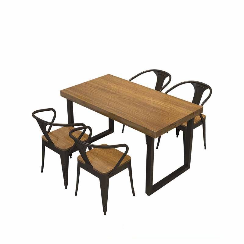 Antique Rectangle Dining Table Set with Sled Base, a Tabletop in Natural Wood and Slat Back Chairs, Table & Chair(s), 5 Piece Set, 47.2"L x 23.6"W x 29.5"H