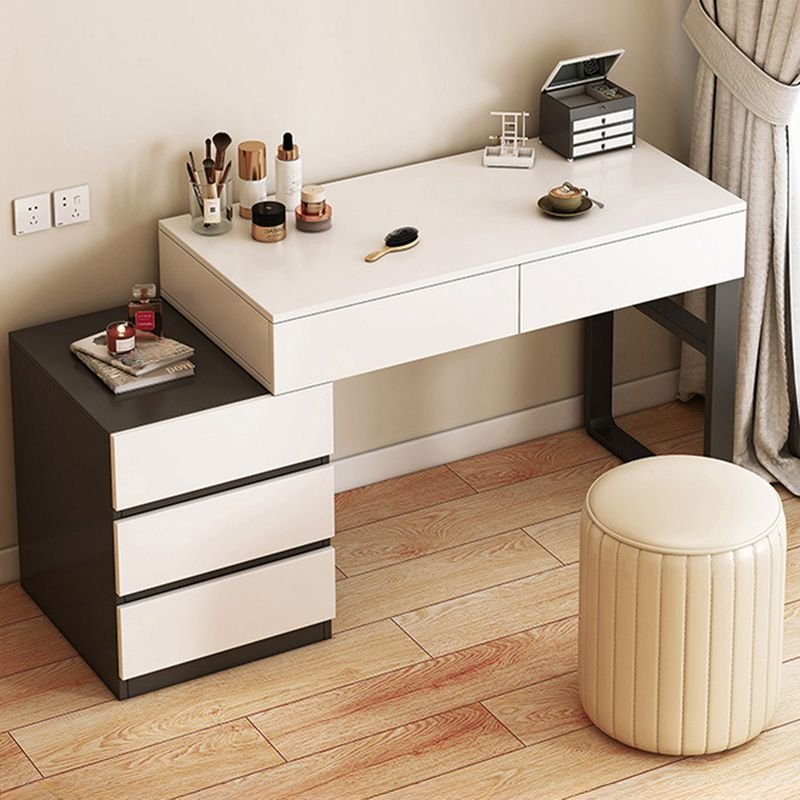 Composite Wood No Floating Scalable Floor Vanity with Push-Pull Drawers Bedroom, Makeup Vanity & Stools, 43"L x 16"W x 29"H