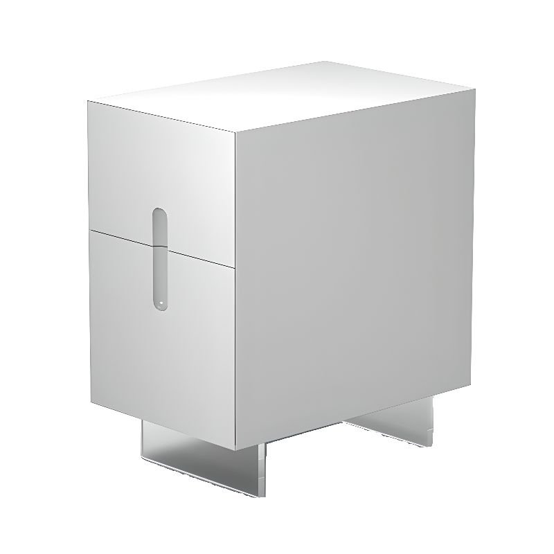 White Art Deco Drawer Storage Bedside Table with Natural Wood Countertop, 10"L x 16"W x 21"H