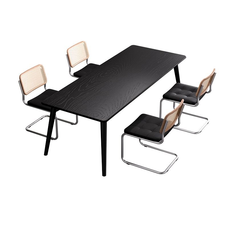 5 Piece Set Fixed Rectangle Dining Table Set with 4-Leg, a Wood Tabletop in Ink, Back and Cushion Chair, Table & Chair(s), 47.2"L x 23.6"W x 29.5"H, 33.5"H x 17.7"W x 19.3"D