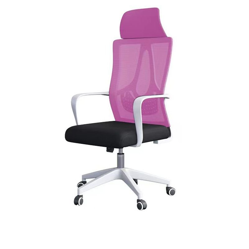 Adjustable Back Angle Tilt Available Headrest Lifting Swivel Midnight Black Task Chair with Fixed Arms, Back and Caster Wheels, Purple, White