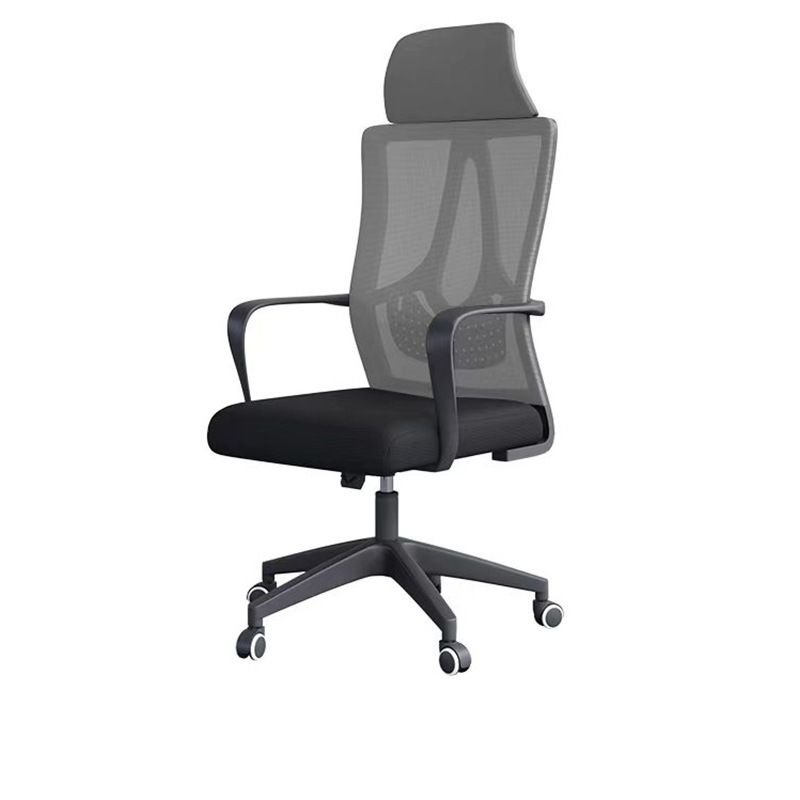 Adjustable Back Angle Tilt Available Headrest Lifting Swivel Ink Office Furniture with Fixed Arms, Back and Swivel Wheels, Gray, Black