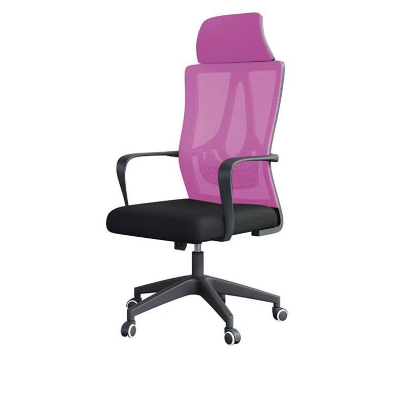 Adjustable Back Angle Tilt Available Headrest Lifting Swivel Ink Office Chairs with Fixed Arms, Back and Swivel Wheels, Purple, Black