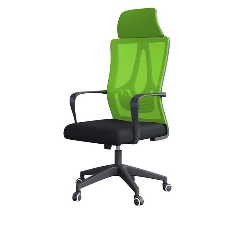 Adjustable Back Angle Tilt Available Headrest Lifting Swivel Ink Office Desk Chairs with Fixed Arms, Back and Caster Wheels, Green, Black