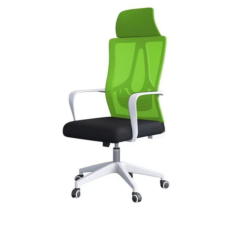 Adjustable Back Angle Tilt Available Headrest Lifting Swivel Midnight Black Office Furniture with Fixed Arms, Back and Roller Wheels, Green, White
