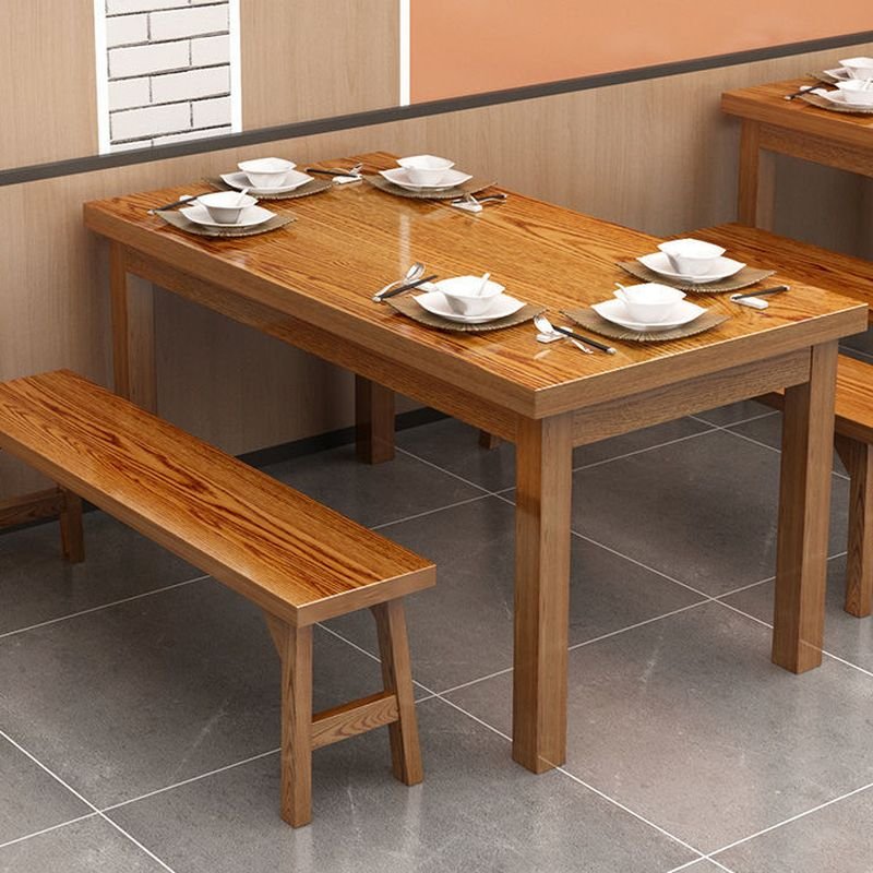 3 Piece Rectangle Dining Table Set with a Natural Solid Wood Tabletop and Bench, Table & Bench(es), 55.1"L x 27.6"W x 29.5"H