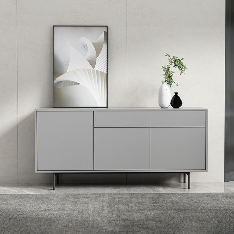 3 Doors & 2 Drawers Dove Grey Timber Standard Sideboard with Changeable Shelf, Larder, 59"L x 14"W x 28"H, Wood
