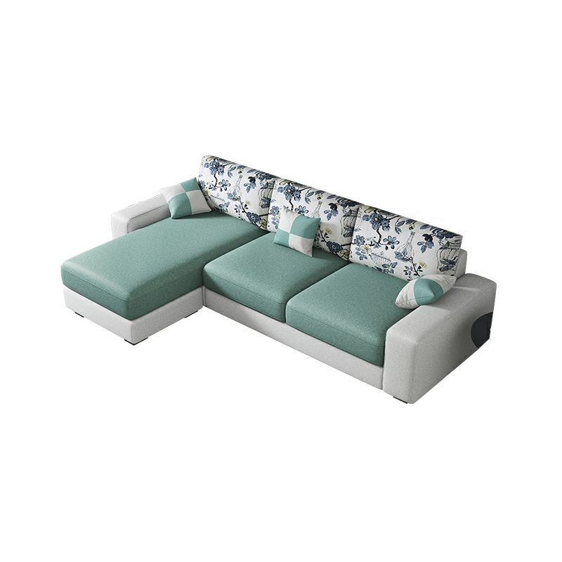 L-Shape Green Reversible Sofa Recliner for Living Space, Tech Cloth, Latex, 83"L x 56"W x 29.5"H