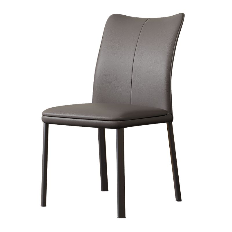 Dining Room Sturdy Outlined Armless Chair with Foot Pads, Grey