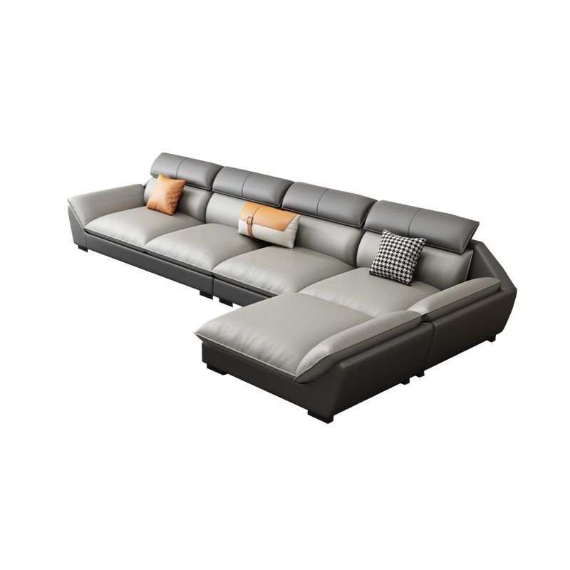 L-Shape Natural Wood Reversible Sofa Recliner, Tech Cloth, 130"L x 69"W x 35"H