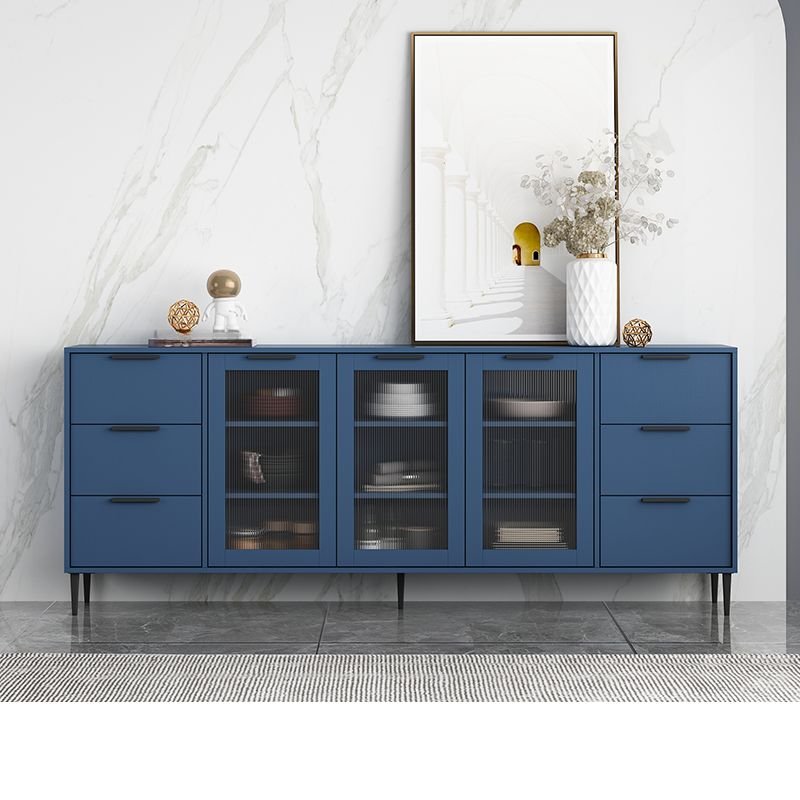 Wide Azure Sideboard with 6 Drawers for Spacious Flooring, 77"L x 12"W x 31"H