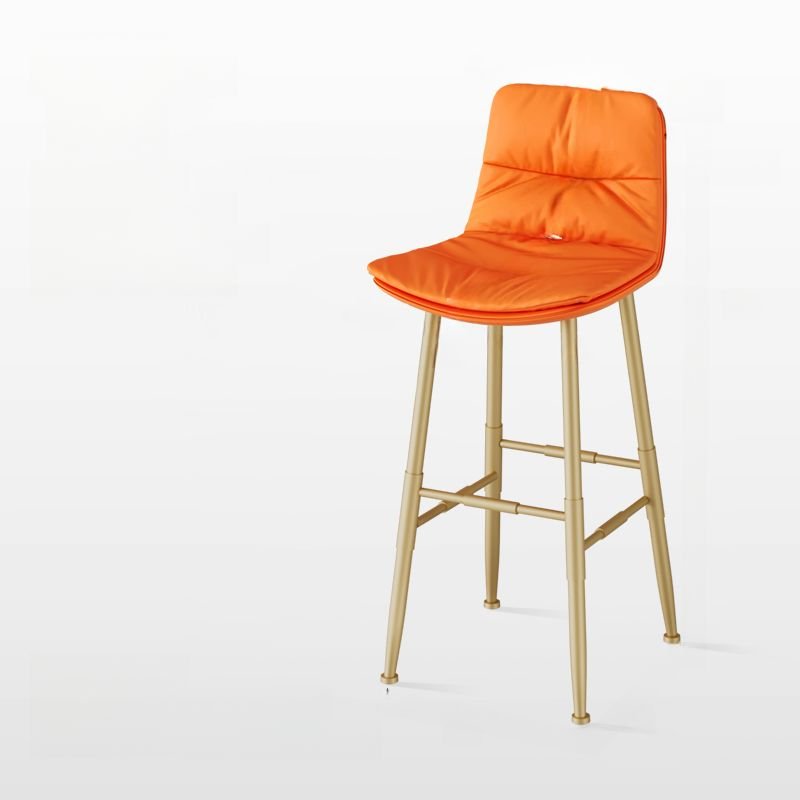 Bar Slant Glamorous Pleather Riding Seat Pub Stool in Citrus Color with Back, 42.9"H x 17.7"W x 17.7"D