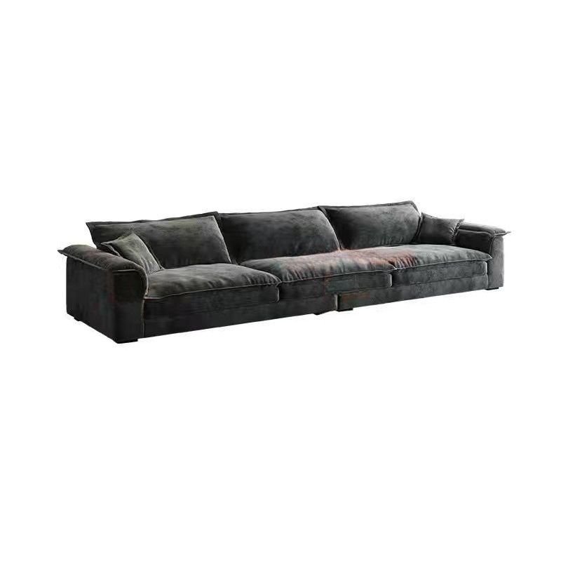 Horizontal Natural Wood Straight Sofa Couch 5 Person with Concealed Support Living Space, Abrasive Cloth, 122"L x 47"W x 30"H