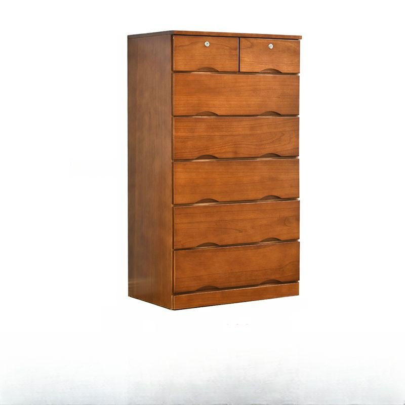 Art Deco Lumber Semainier Vertical with 7 Drawers for Sleeping Room, Nut-Brown, 27.5"L x 18"W x 49"H