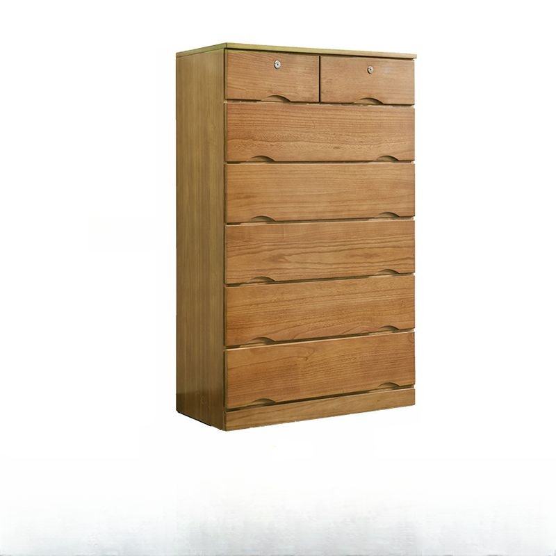 Art Deco Lumber Lingerie Chest Vertical with 7 Drawers for Sleeping Room, Natural, 27.5"L x 18"W x 49"H