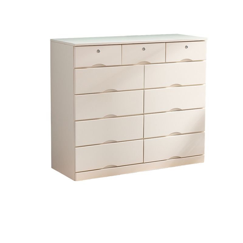 Art Deco Console Dresser with 11 Drawers for Sleeping Room, White, 47"L x 18"W x 41"H
