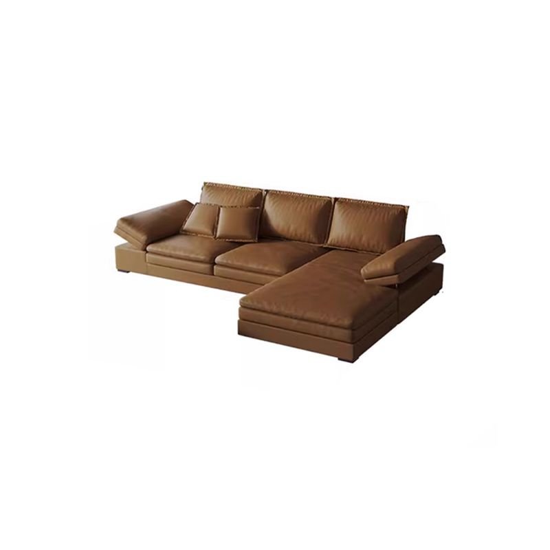 L-Shape Brown Pine Right Hand Facing Sofa Chaise, Seats 2, Tech Cloth, 110"L x 75"W x 35"H