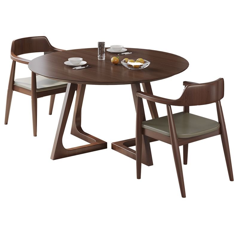 3 Piece Circular Dining Table Set with Sledge Base and a Natural Wood Top, Table & Chair(s), 31.5"L x 31.5"W x 29.5"H