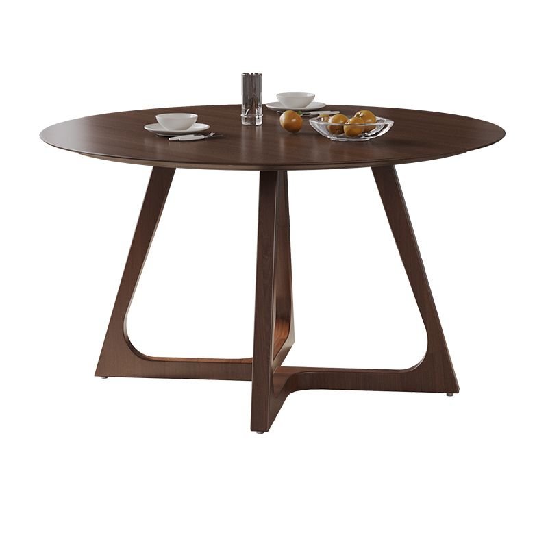 Simple Fixed Circular-shaped Dining Table Set with Sledge Base and a Rubberwood Top in Cocoa, Table, 1 Piece, 39.4"L x 39.4"W x 29.5"H