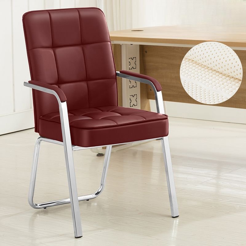Casual Vermilion Rawhide Office Furniture with Armrest and Ergonomic Design, Burgundy, Latex