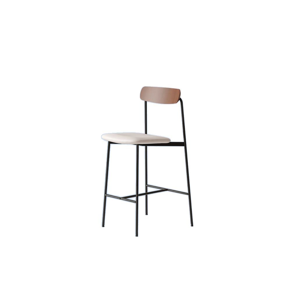 White Tabouret Bar Stools with Uncovered Back for a Bright Setting, Brown/ White, Black