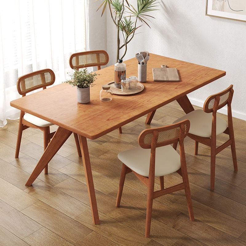 Casual Rectangle Dining Table Set for Dining Table for 4 with a Natural Wood Top in Natural, 70.9"L x 31.5"W x 29.5"H, 5 Piece Set, Table & Chair(s)