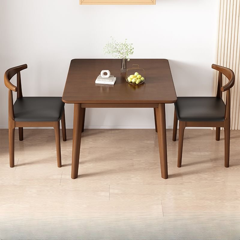 3 Piece Square Dining Table Set for 2 People with Rubberwood, Table & Chair(s), Walnut/ Black, 23.6"L x 23.6"W x 29.5"H