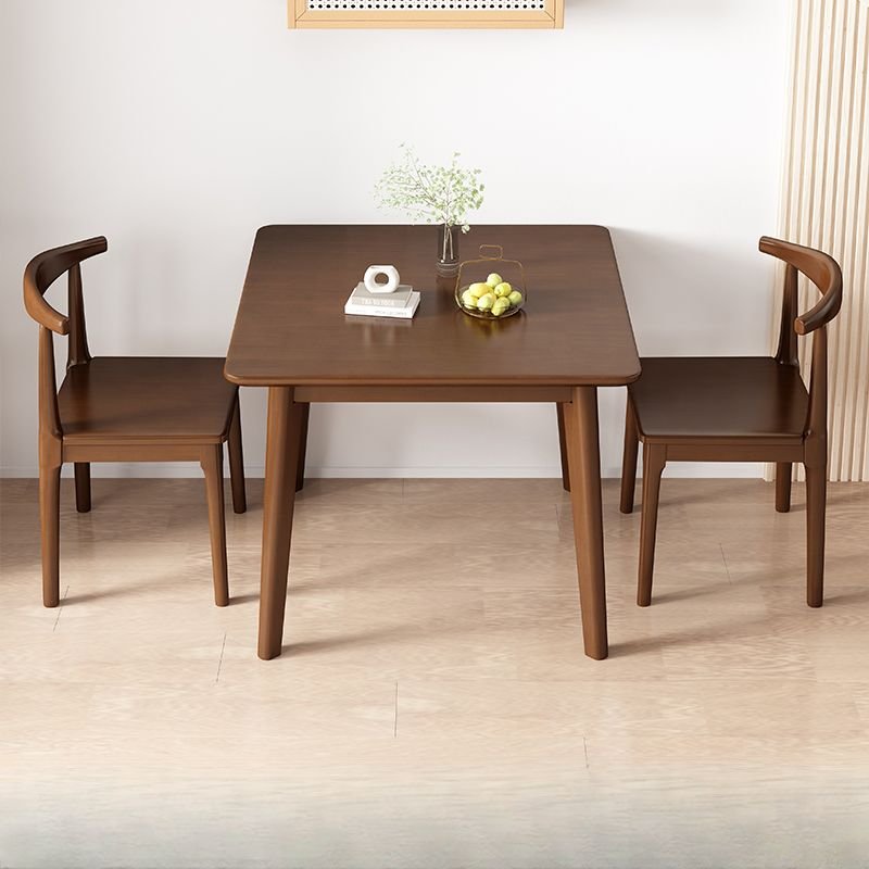 3 Piece Square Dining Table Set for 2 People with Rubberwood, Table & Chair(s), Nut-Brown, 23.6"L x 23.6"W x 29.5"H