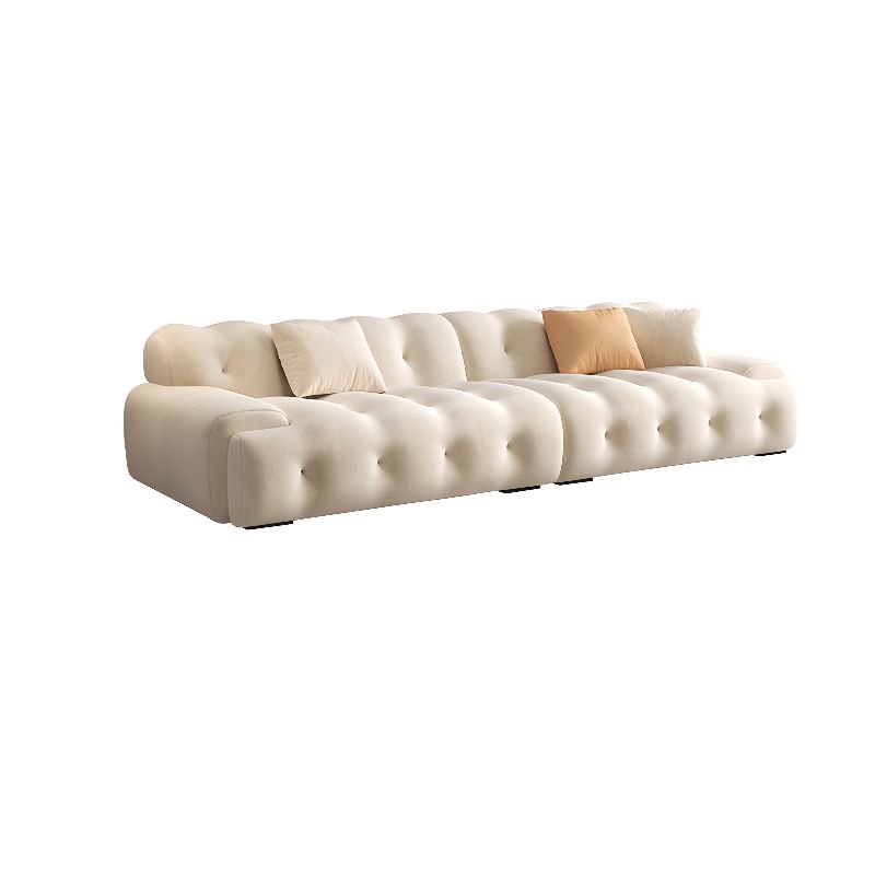 Button-tufted Straight Horizontal Sofa with Tufted Back/Concealed Support/Pine Wood Frame, 110"L x 42"W x 28"H, Flannel